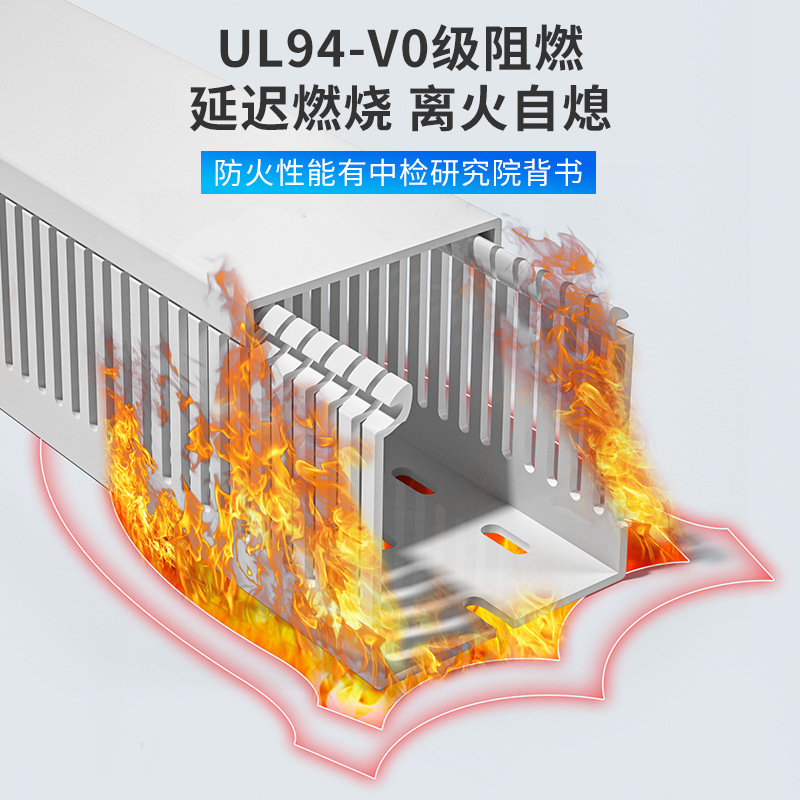 PVC thin tooth trunking open-mounted plastic plc weak current cabinet wiring trunking flame retardant gray U-shaped open dense tooth pvc trunking