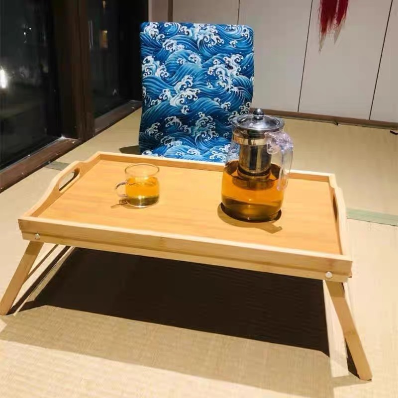 Foldable Dining Tray with Legs for Bed, Bamboo Tray, Wooden Tea Tray, Dining Table, Dormitory Computer Desk, Bay Window Coffee Table