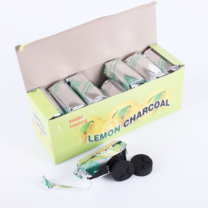 Manufacturer's large amount of Arabic lemon hookah charcoal 33/35/40mm hookah lemon carbon barbecue charcoal charcoal