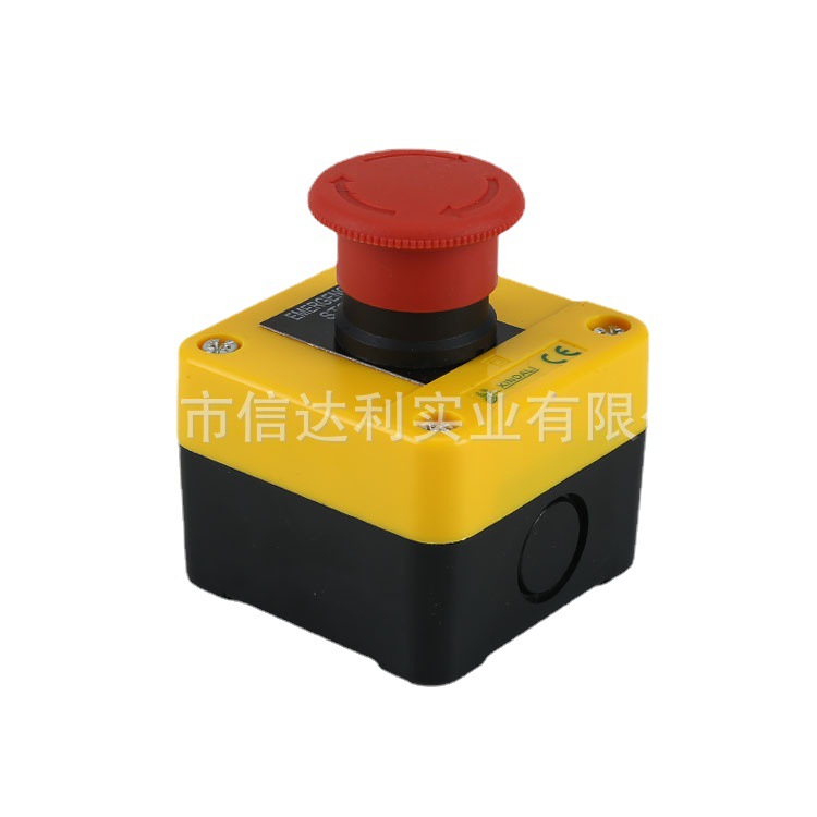 Customized 1-Hole Red Mushroom Head Waterproof Elevator Machine Tool Start-Stop Switch Emergency Stop Button Box with Protective Cover