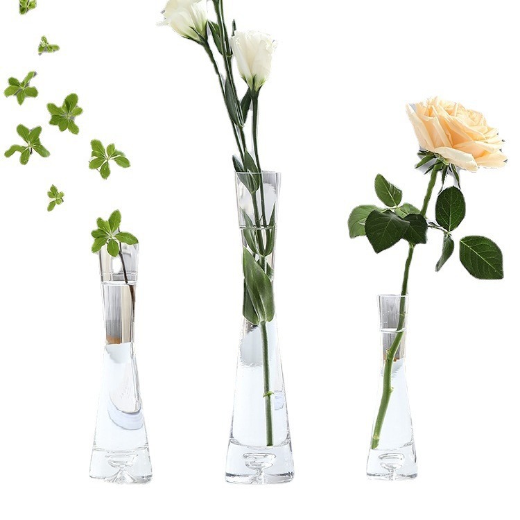 Creative European-style living room transparent glass diagonal artistic simple mini single small vase wholesale luxury water bottle
