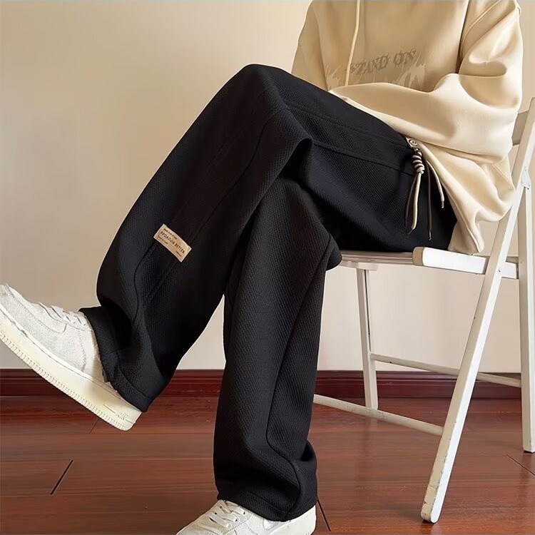 Fleece-Lined Men's Sweatpants Winter New 2025 Casual Loose Straight Drape Wide-Leg Pants Trendy American-Style Long Pants