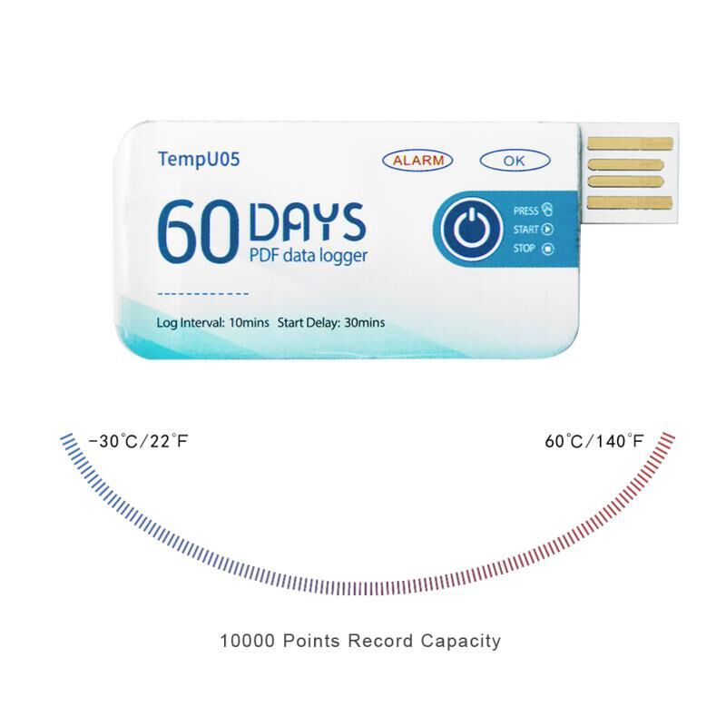 Medicine Refrigeration Insulation Box Refrigeration Truck Disposable Temperature Recorder USB Tempu05 Temperature Calibration Certificate