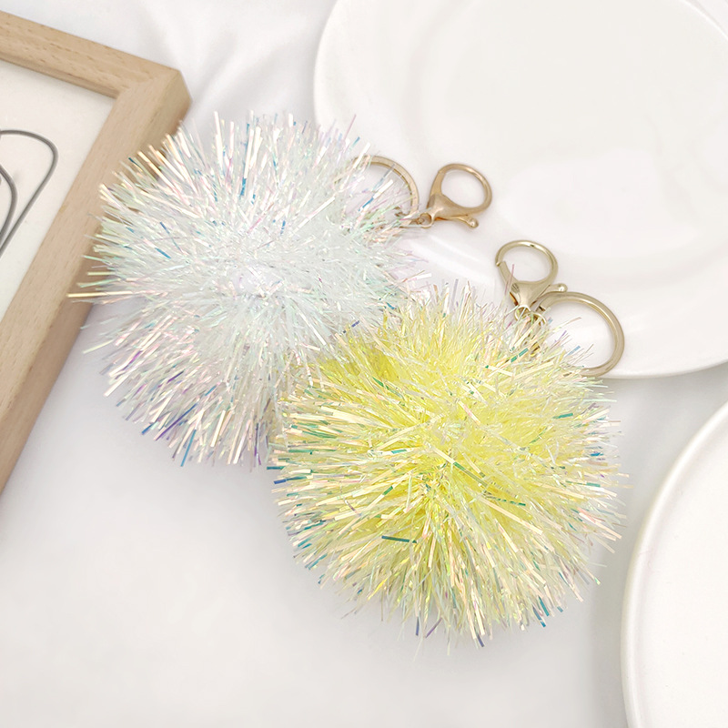 Customized fashion gold and silver onion fur ball Video Girl bag mobile phone pendant key chain processing customization