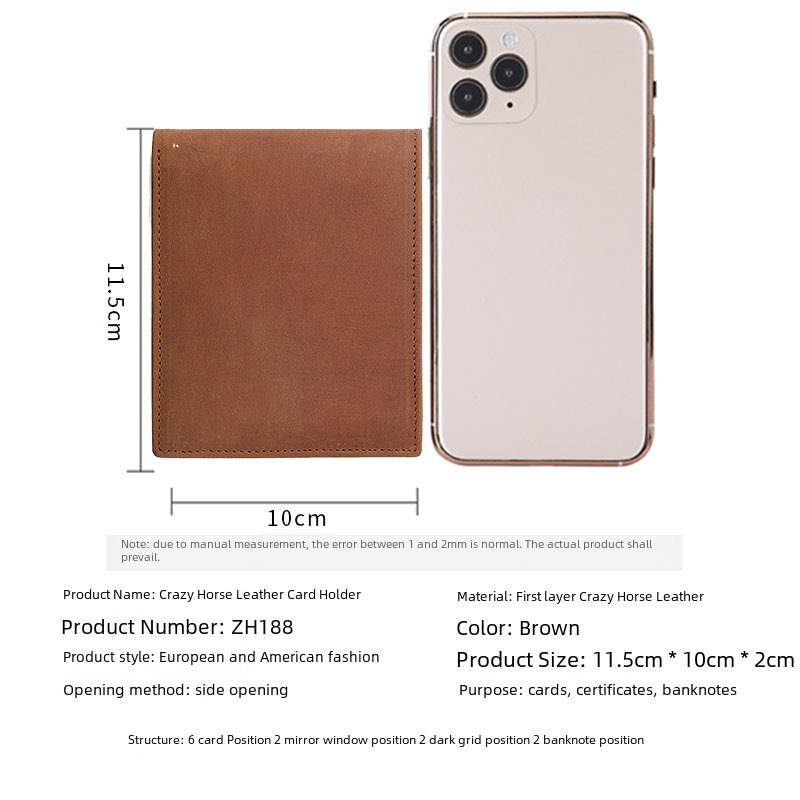 In-Stock Amazon Rfid Men's Wallet Genuine Leather Crazy Horse Leather Card Holder Coin Purse Wallet Bank Card Holder Wallet