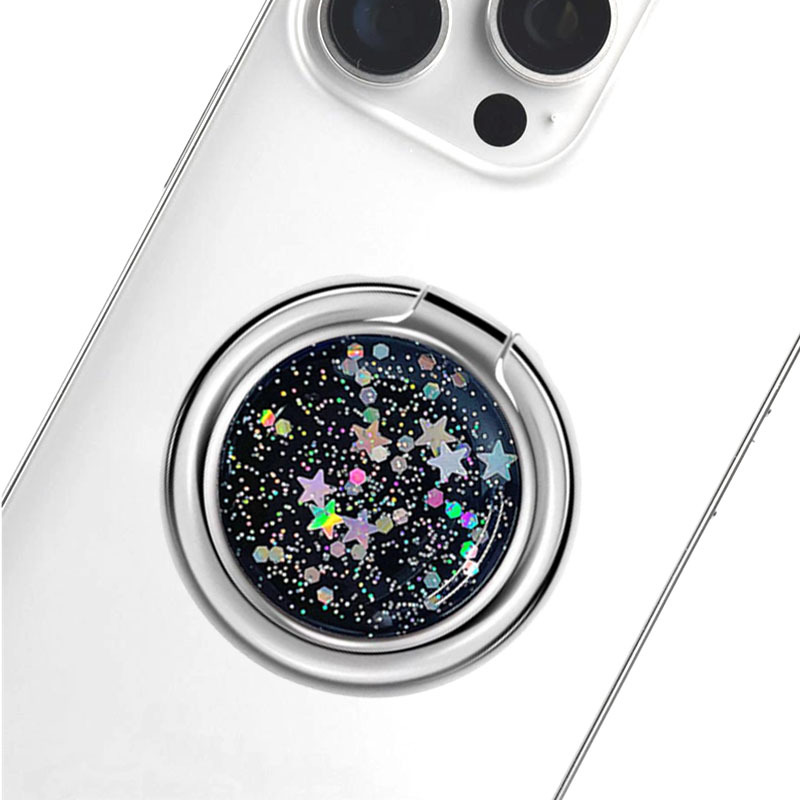 Cross-border High Quality Starry Flash Star Zinc Alloy Rotating Ring Buckle for Apple Samsung Huawei Mobile Phone Anti-drop Buckle