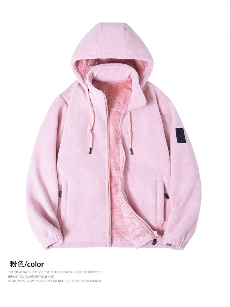 Double-Sided Polar Fleece Zipper Hooded Sweatshirt for Men 2025 Autumn and Winter New Style 380g Heavy Sweatshirt Men's Warm Jacket