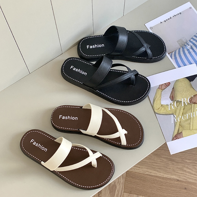 Cross Strap Toe Slippers Women's 2025 Summer New Casual All-match Outer Wear Retro Soft Bottom Comfortable Beach Slippers