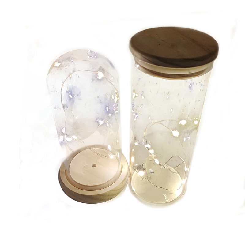 Pine Wood Led Night Light Base, Eternal Flower Base, Round Rubber Wood Gift Table Lamp Base Customization