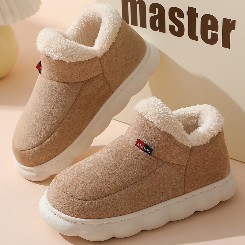 2024 cross-border foreign trade in stock old cotton shoes men and women winter wear bag heel fleece-lined indoor warm thick-soled cotton shoes men