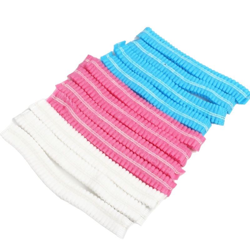 Disposable Hat Kitchen Chef Dust Cap Breathable Headgear Non-woven Mesh Cap Food Strip Cap 100/Pack