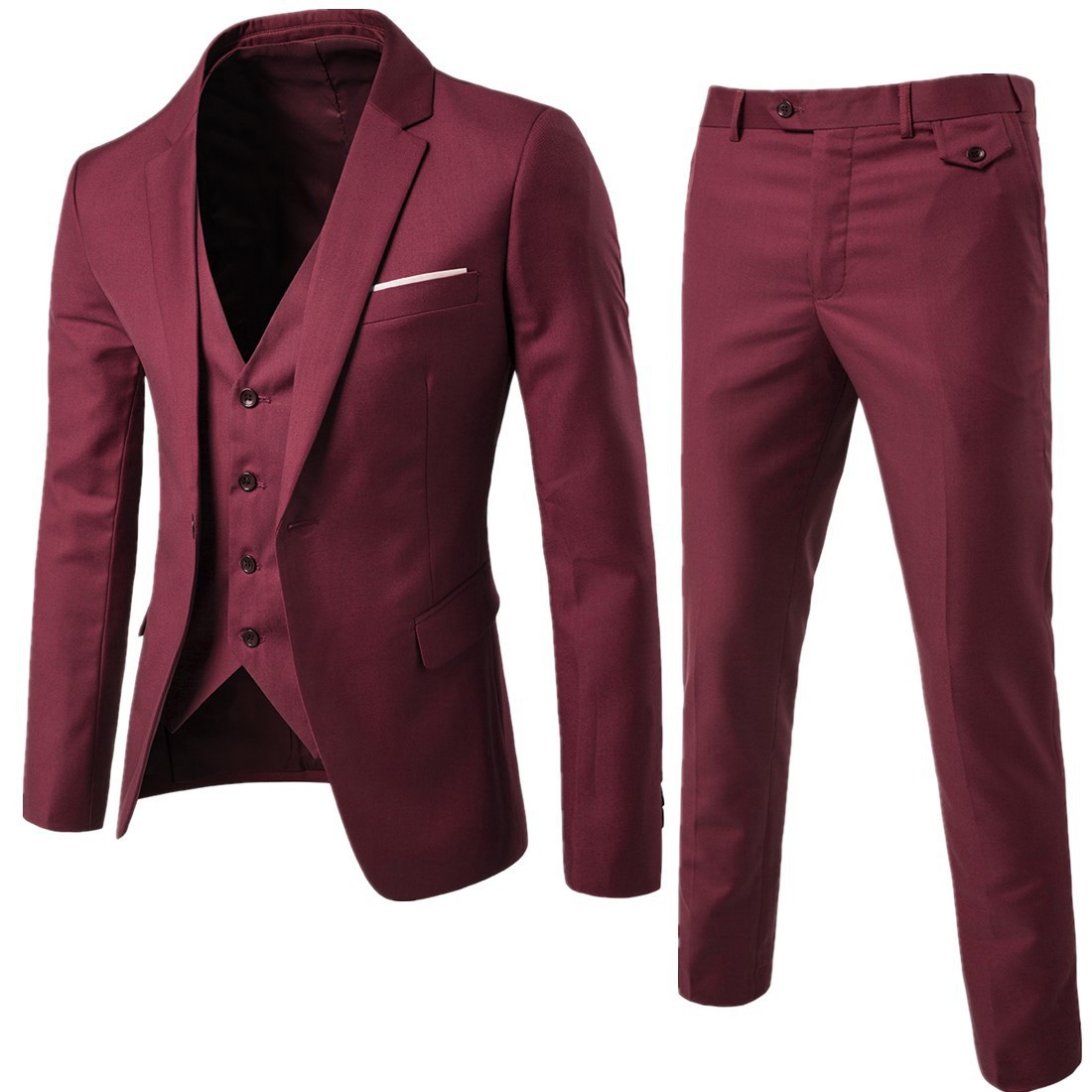 Suit Suit Men's Three-Piece Business Professional Formal Suit Small Suit Korean Style Slim Fit Groomsmen and Groom Wedding Dress