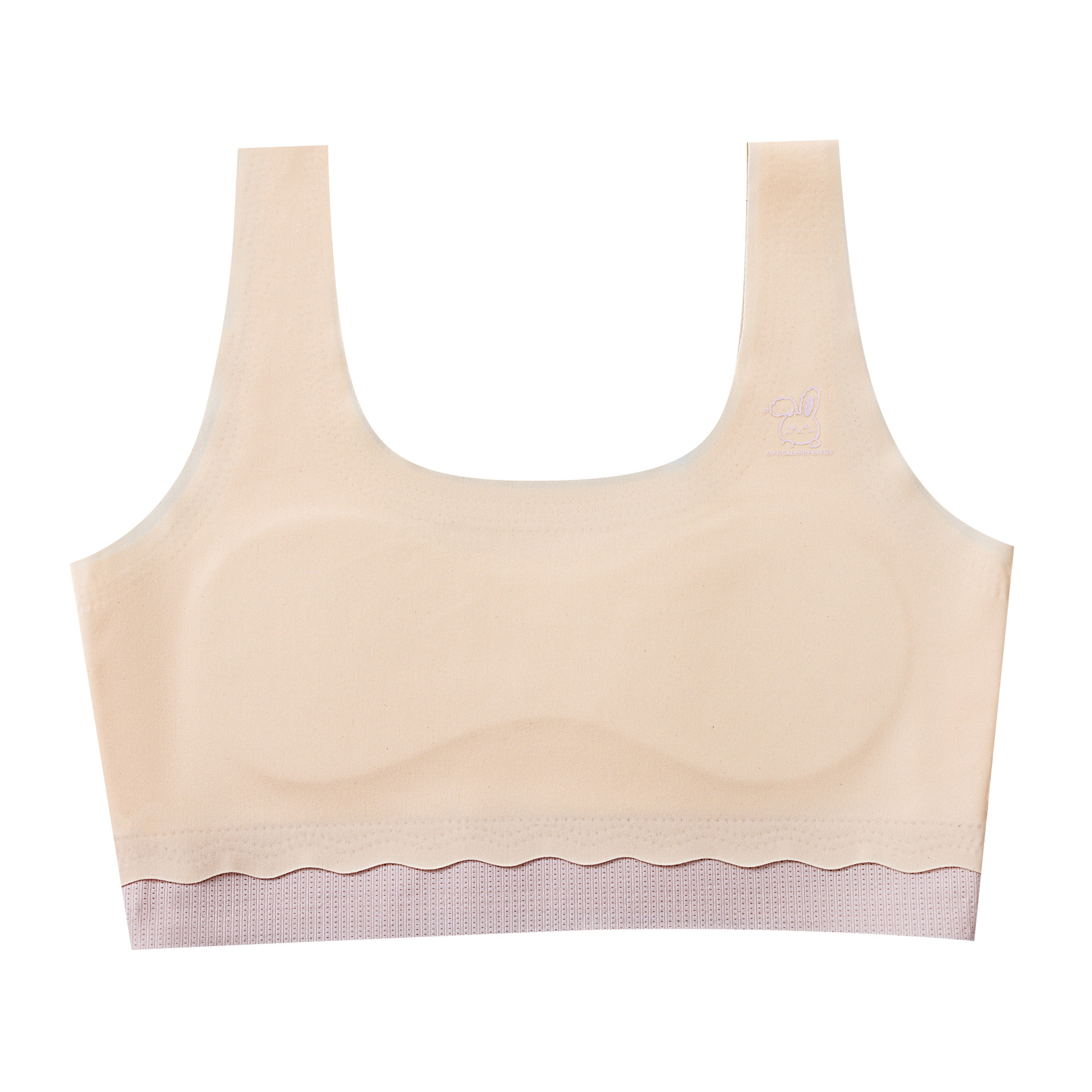 Girls' one-stage chest-wrapped girls' breathable contrast color bra seamless Ice Silk fixed chest pad student underwear