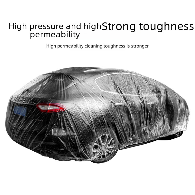 Car Disposable Car Clothes Universal High Pressure PE Film Rainproof Car Clothes Cover Protective Plastic Transparent Thickened Car Clothes