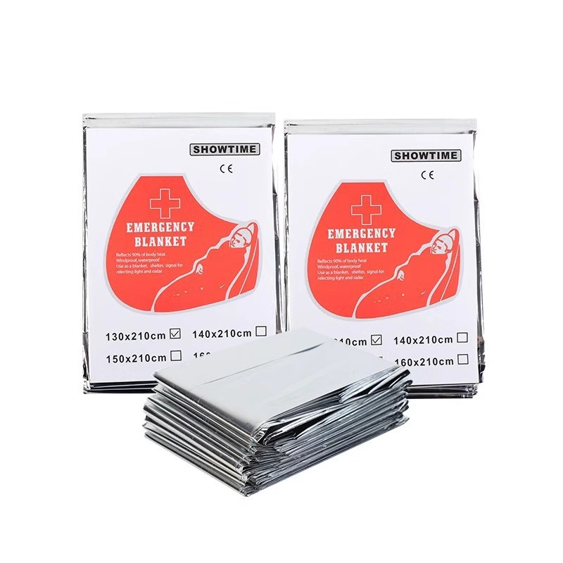 Field Survival Blanket Equipment Tin Foil Portable Emergency Thermal Blanket Survival Equipment Cold-Proof and Warm First Aid Blanket to Prevent Hypothermia