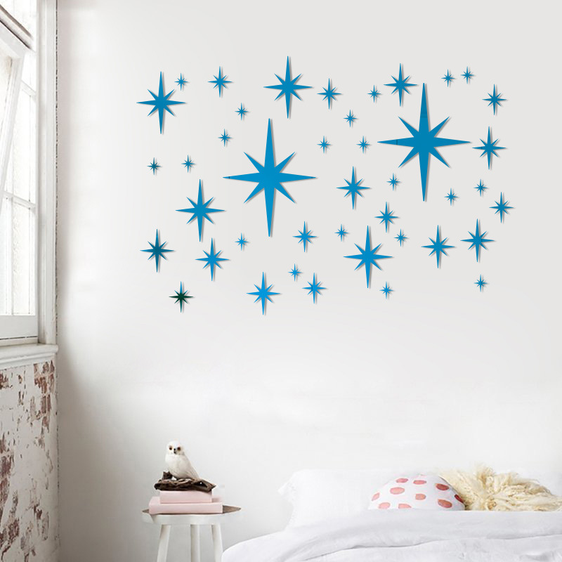 Octagonal Star 42 Pieces, 84 Combinations of Mirror Wall Stickers, Factory Stores, Self-Produced and Sold, with Adhesive Pads, Can Be Made in Size