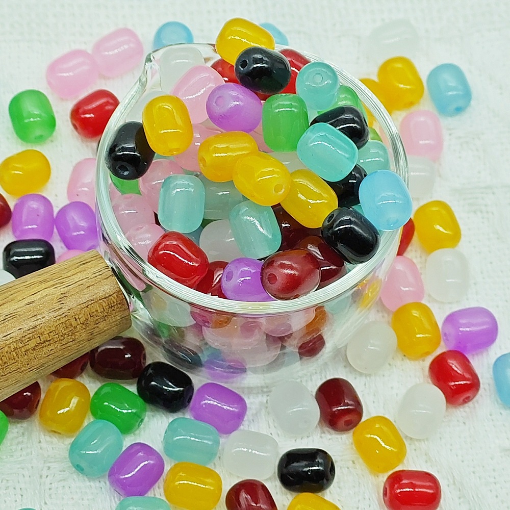 10mm jujube beads oval smooth imitation jade cylindrical beads loose beads handmade diy jewelry clothing accessories glazed beads