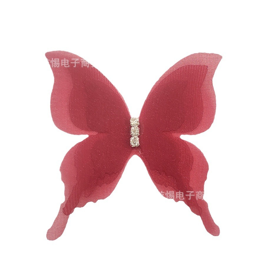 [Factory goods] new three-layer diamond three-dimensional tulle butterfly brooch colorful simulation fabric diy pin accessories