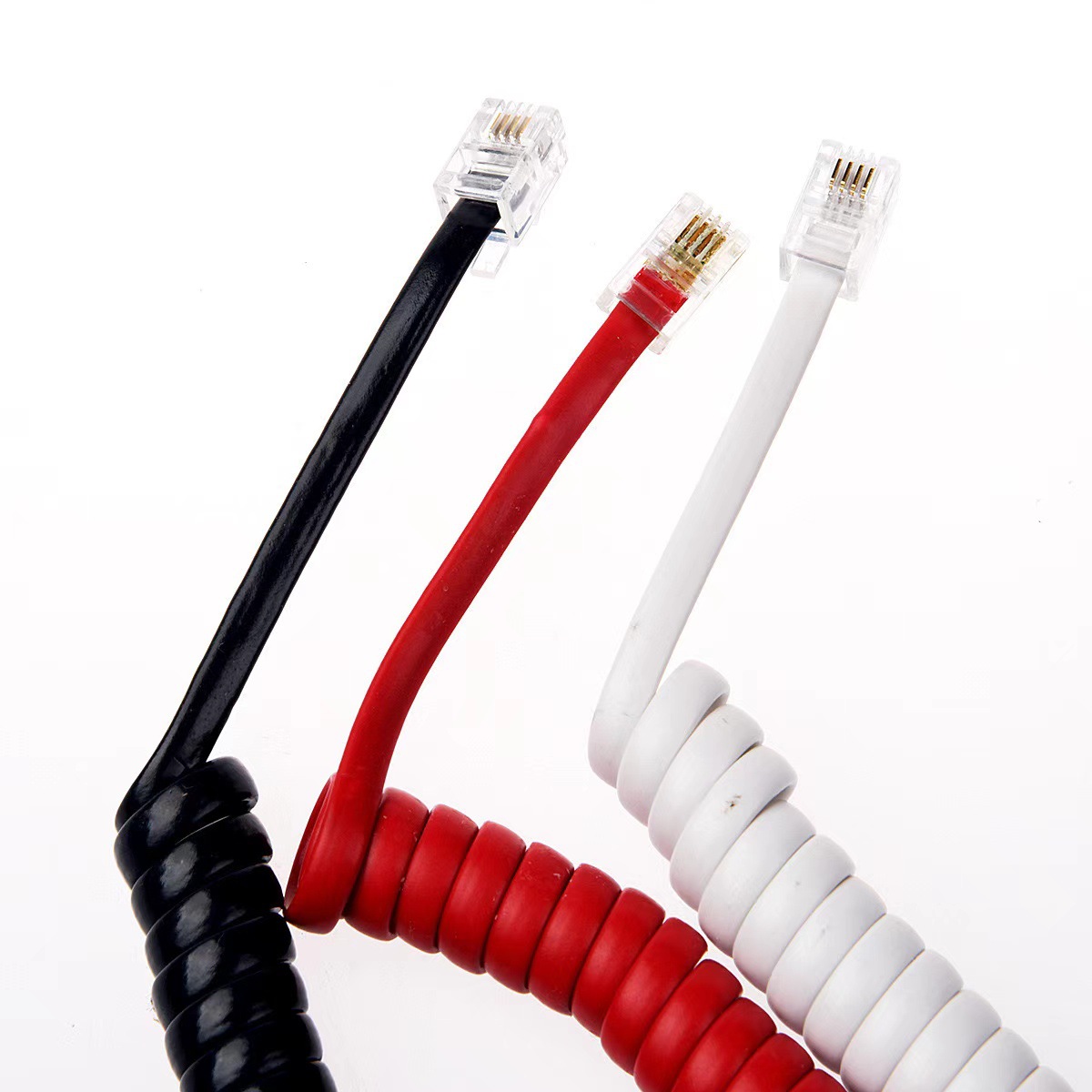 Telephone handset cable curve four-core straightening 1 meter long hotel telephone curve landline handset cable double-headed
