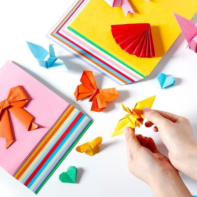 Square color origami kindergarten hand origami paper cutting 15cm 10 color folding paper crane