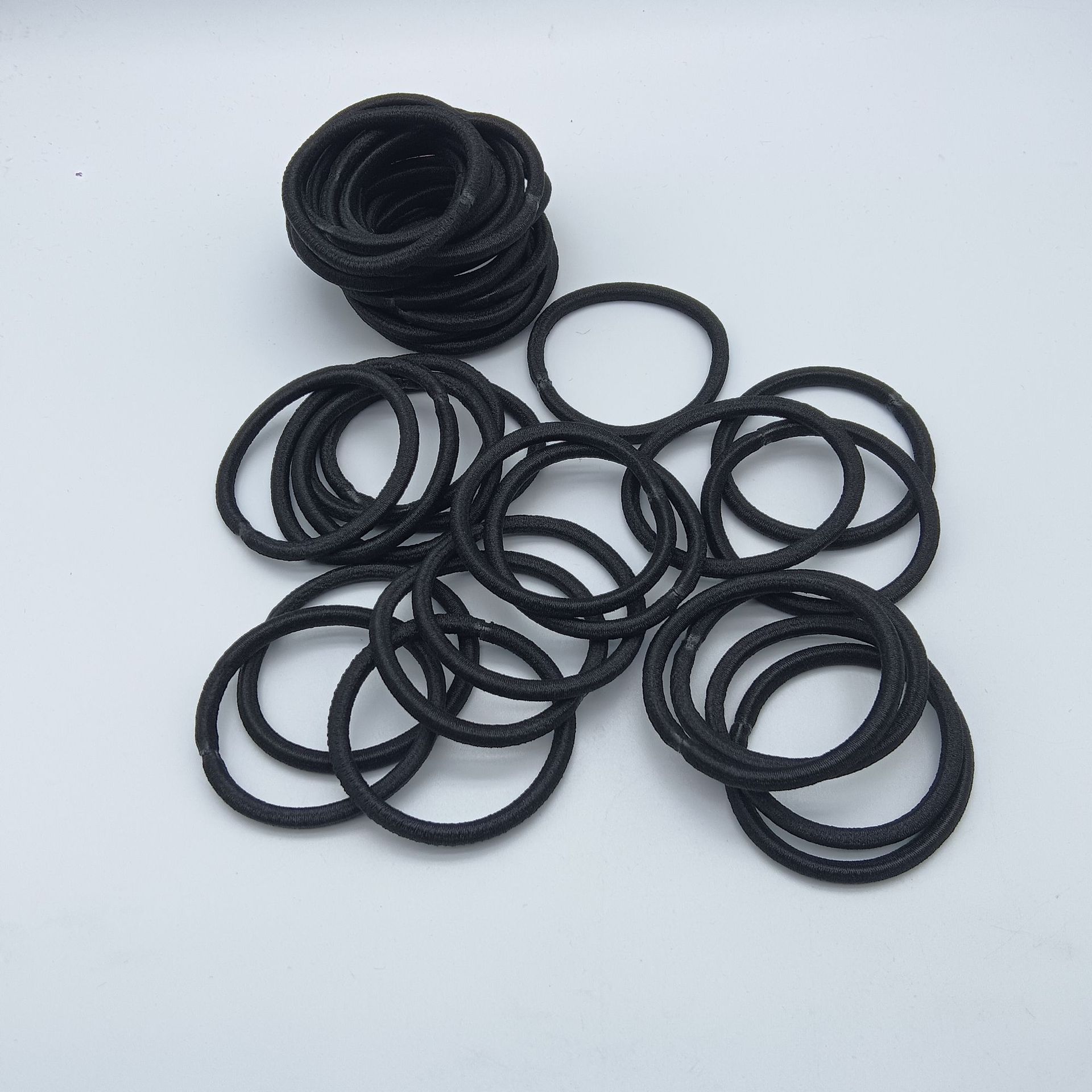 Cross-border black seamless 4MM thick rubber band hair ring high elastic durable diy accessories head rope manufacturers wholesale