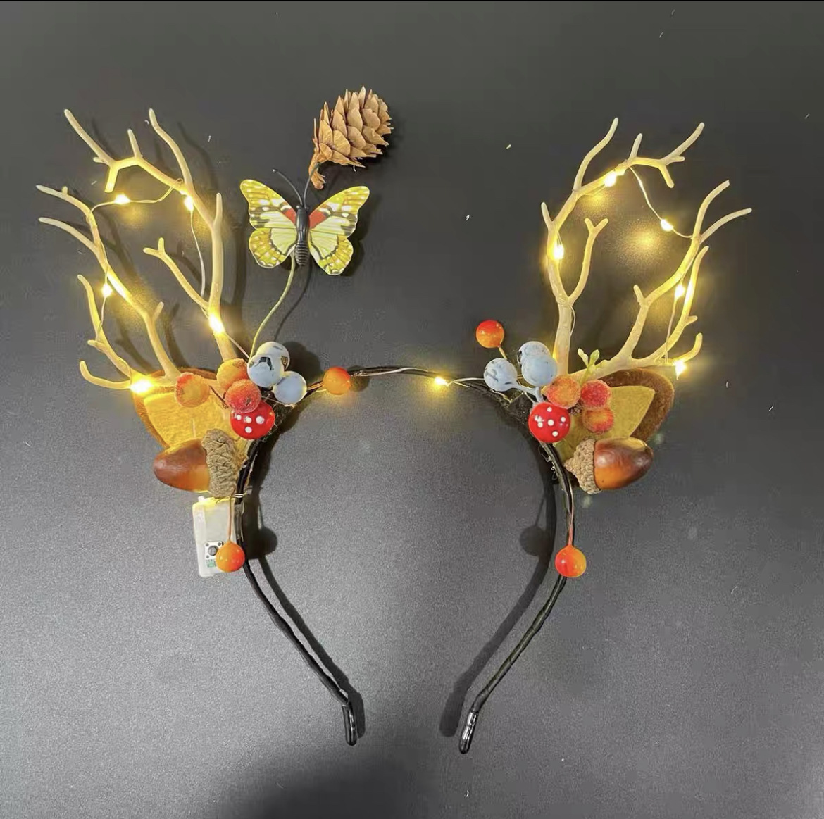New Antler Headband Headdress Forest Style Super Fairy Luminous Elk Christmas Elf Holiday Photo Flash Headband