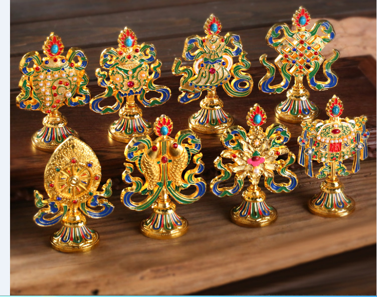 Ремесленные Принадлежности Восемь Счастливых Орнаментов Комбинация Позолота Восемь Сокровищ Домашний комплект Восемь маленький размер