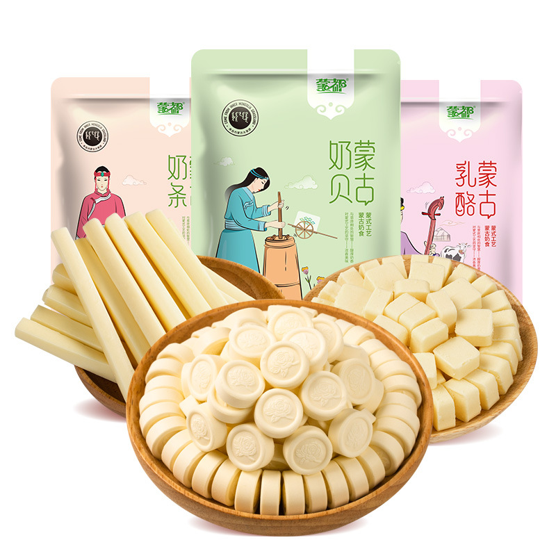 Mengdu Inner Mongolia Milk Strips Cheese 100G/Bag Individually Packaged Milk-Flavored Healthy Small Packets