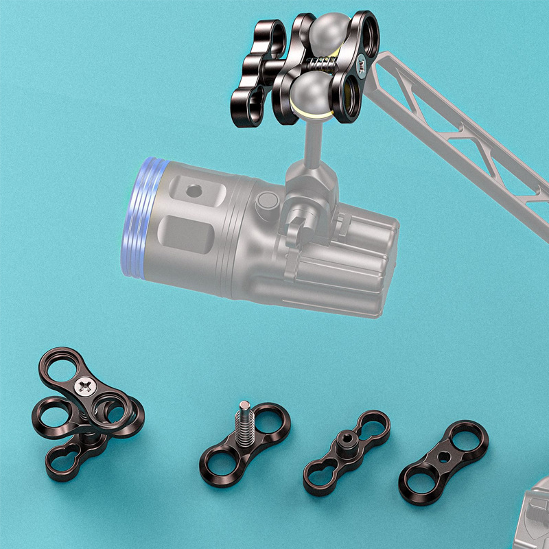 Diving Photography Butterfly Clip Aluminum Alloy Double Ball Head Clip Two-Hole Light Arm Clip Camera Diving Photography Bracket Accessories