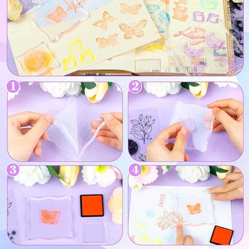 Acrylic Transparent Seal Block DIY Multi-Specification with Grids Line Printing Scrapbook Card Making Stamping Tool