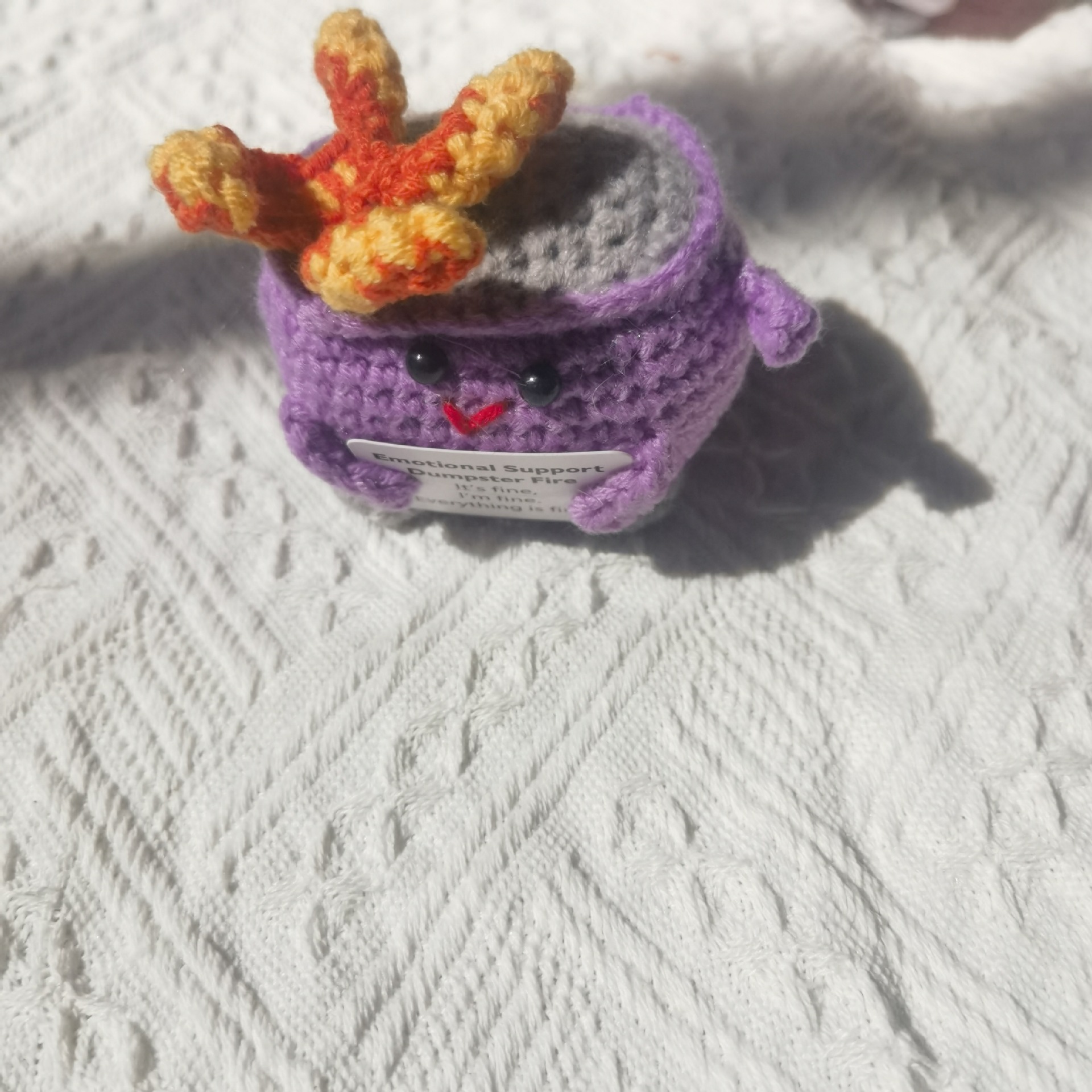 Cross Border Hand Crochet Emotional Support Fire Burning Trash Colorful Fire Crochet Funny Gift Wholesale