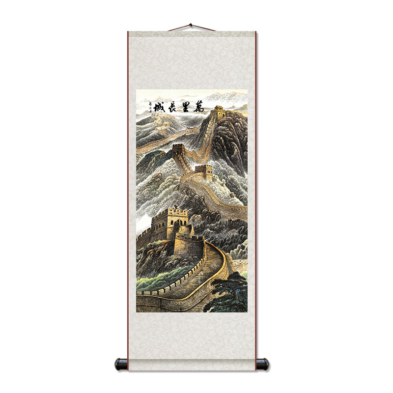 Chinese Painting Calligraphy and Painting of the Great Wall Scenery Landscape Decorative Painting Central Hall Painting Living Room Scroll Hanging Painting Vertical Axis Feng Shui Backing