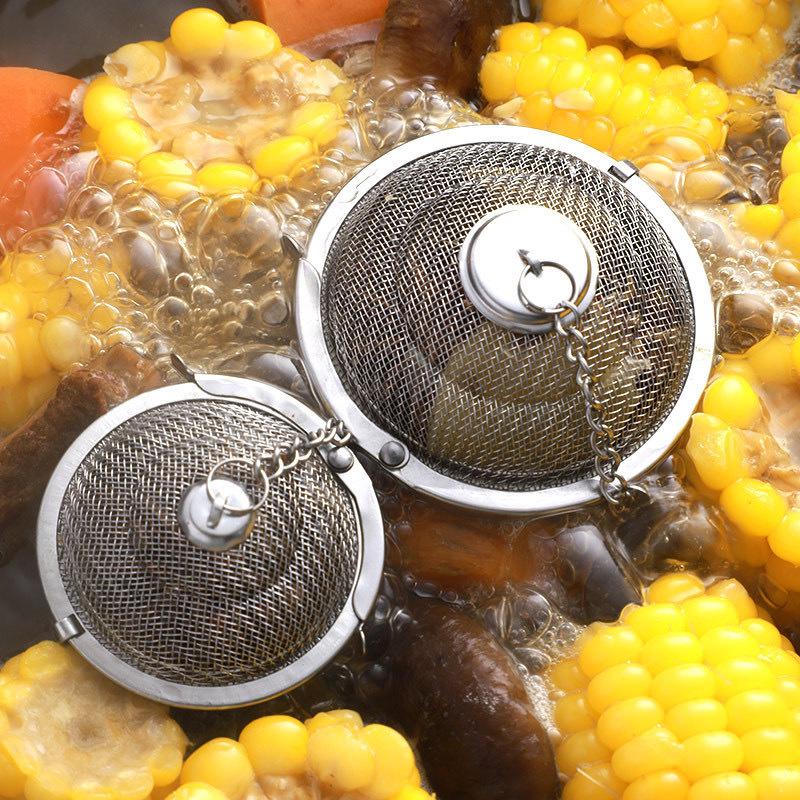 Cross-border Lutai 304 stainless steel mesh tea leakage seasoning hot pot soup bag stewed meat seasoning marinade box spice flavor