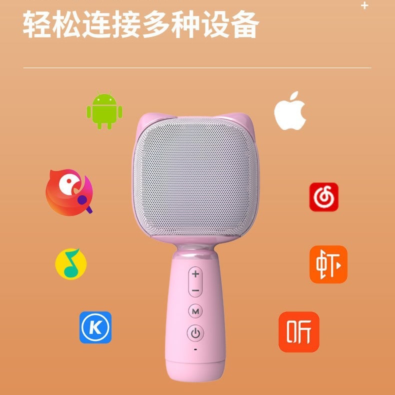 Customized Microphone Bluetooth Audio Karaoke Wireless All-In-One Home Ktv Set Kidsren's Singing Karaoke Double Point