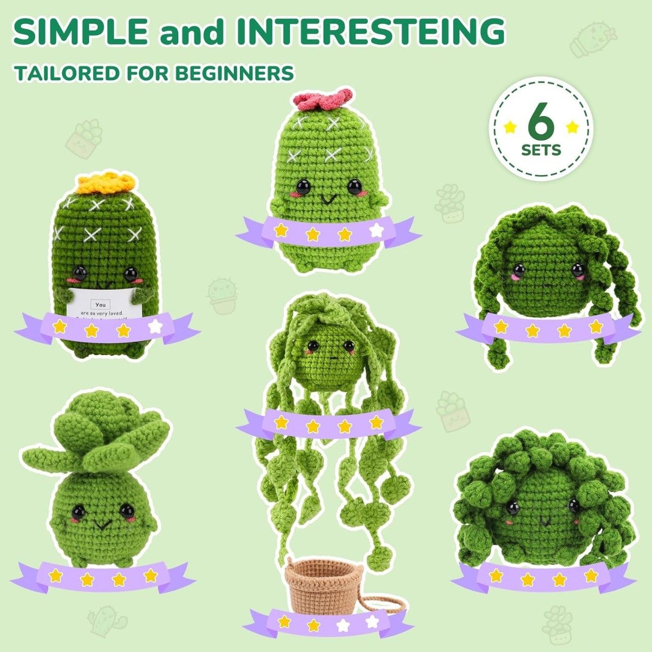 Cross-Border Hot Selling DIY Knitting and Crocheting New Succulent Potted Plant Material Package Set English Video Tutorial
