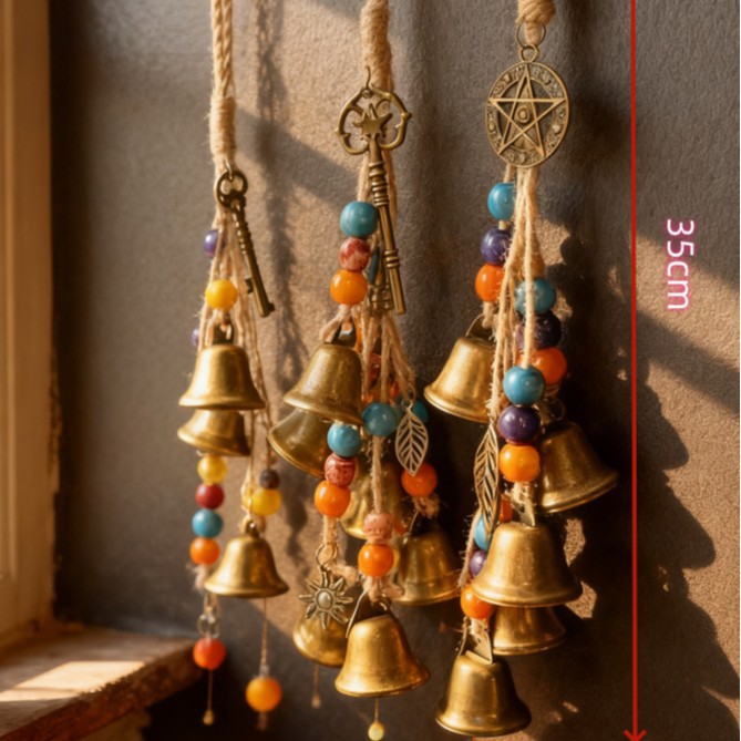 Colorful Wooden Beads Hand-Woven Bell/Witch Protection Bell/Vintage Protection Bell/Temu Supply
