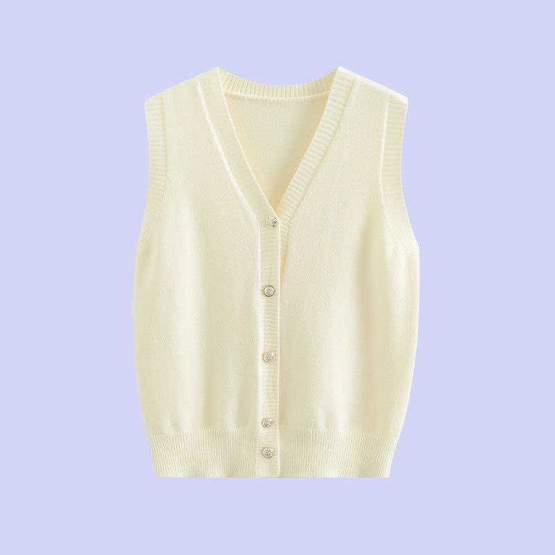 Jk Uniform Original Pure Color Sleeveless Vest Knitwear Knitwear Cardigan Loose New Preppy Style Autum
