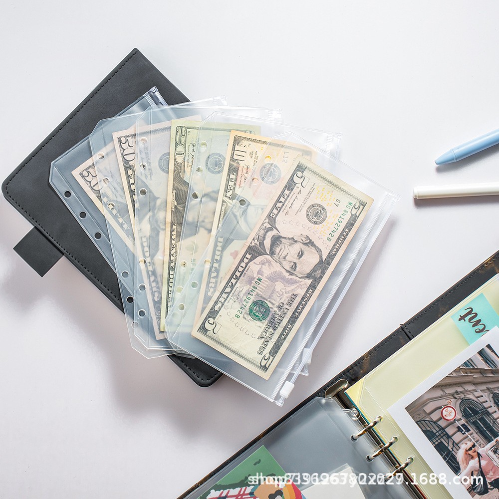 Cross-Border Pvc Transparent Bag A6 Notebook A5 Storage Zipper Bag Information Bag Budget Book Business Card Book A4 Loose-Leaf Bag