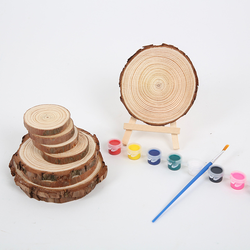 Round Wood Slices DIY Wood Carving Micro Landscape Props Painting Annual Ring Slices Wood Slices Coasters