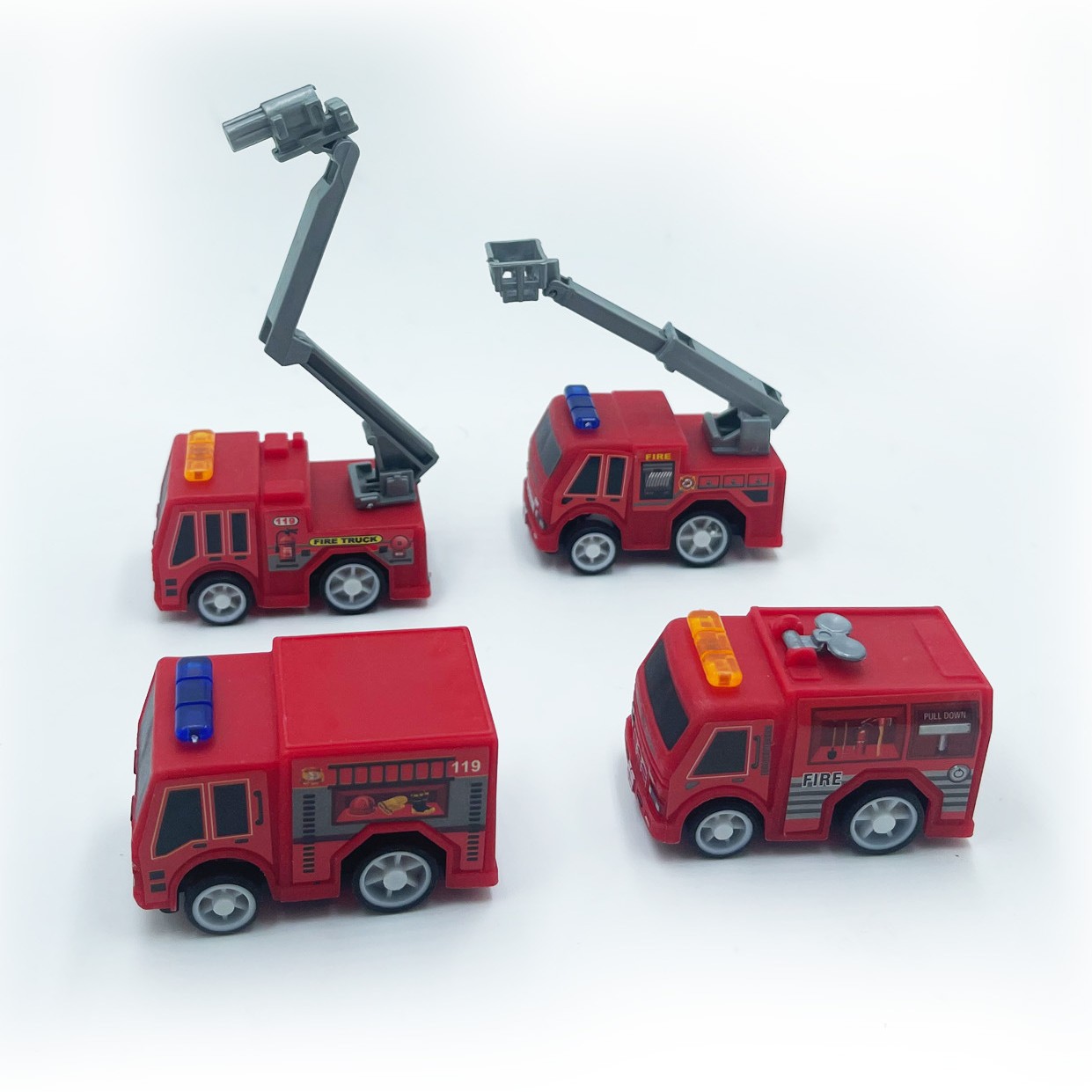 Pull-Back Car Factory Direct Sales Cross-Border Popular Fire Truck Model in Stock Quality 5.5cm Pull-Back Fire Truck