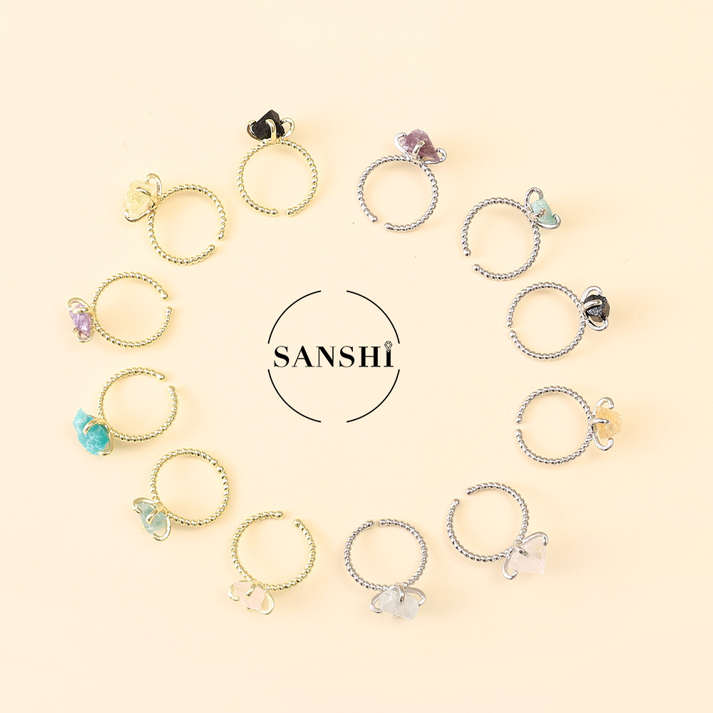 Cross-border hot sale ins style natural stone ring natural crystal white crystal factory direct new products listed