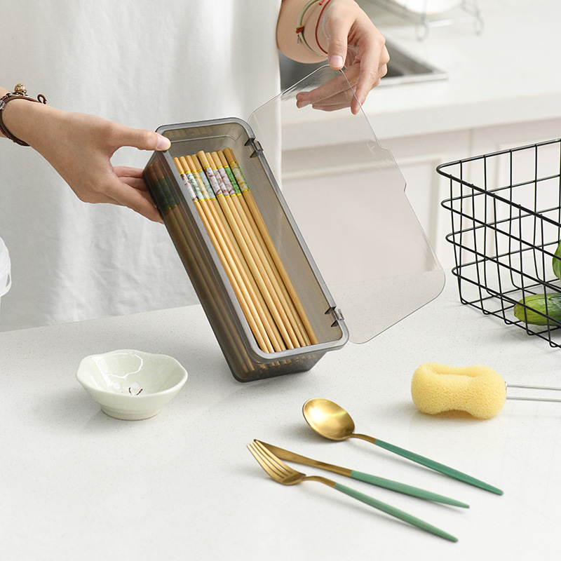 Chopsticks Drain Box Tableware Storage Box with Lid Drain Dustproof Chopsticks Cage Kitchen Multifunctional Storage Box Tea Cup Drain