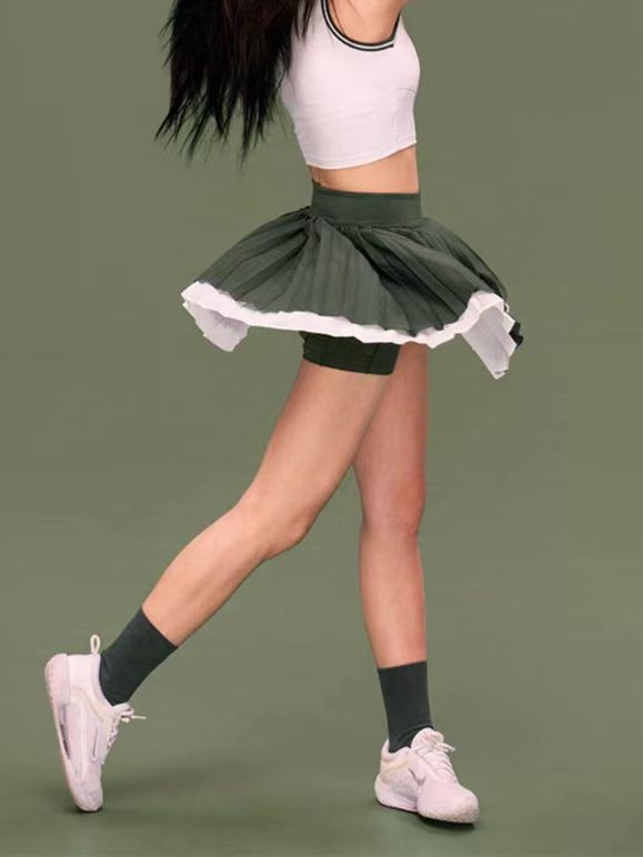 Hot-Selling Tennis Set with Chest Pads for Women, Outdoor Running Casual Wear, Irregular Versatile Quick-Drying Badminton Sports Skirt