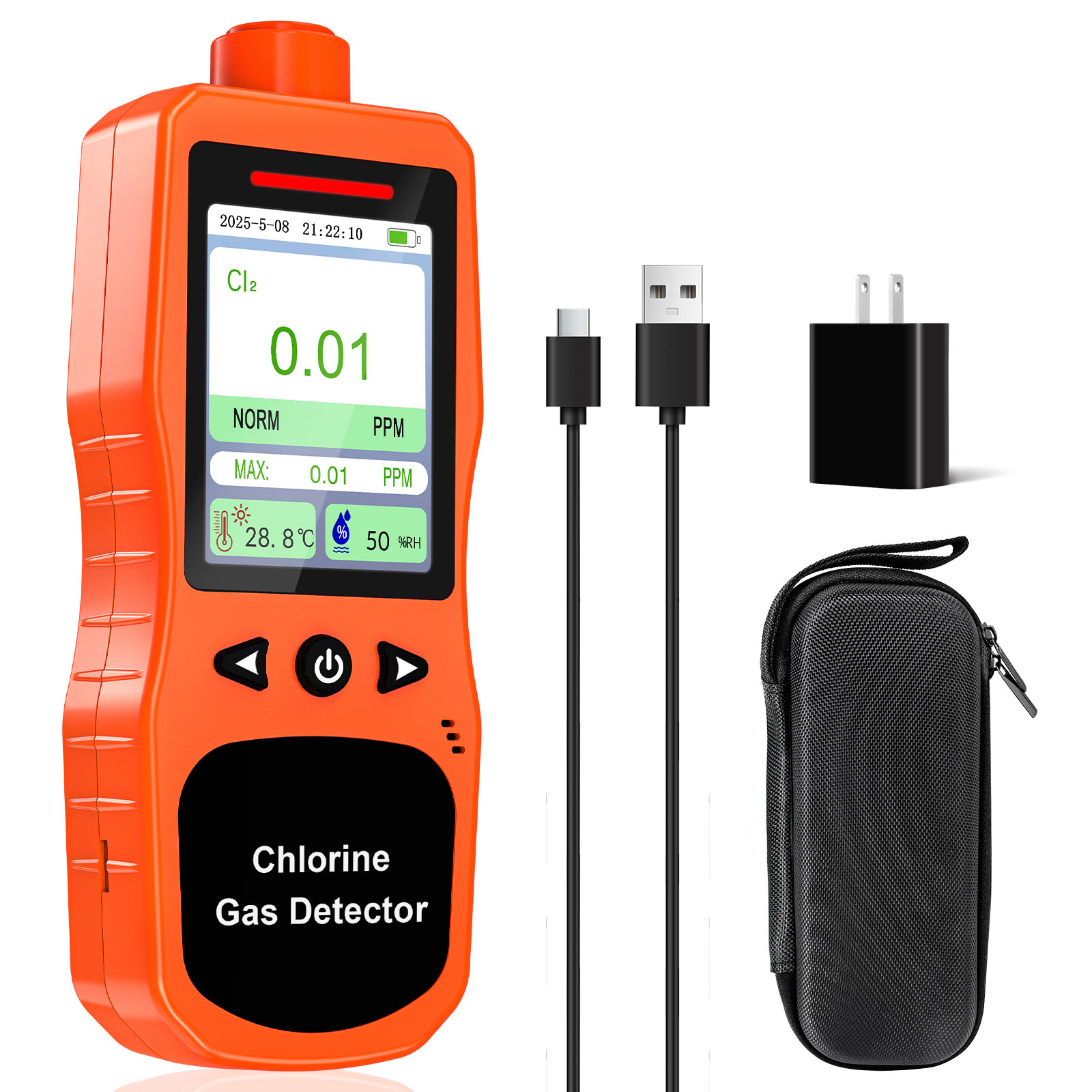 Chlorine Sound and Light Alarm Cl2 Portable Gas Leak Detector