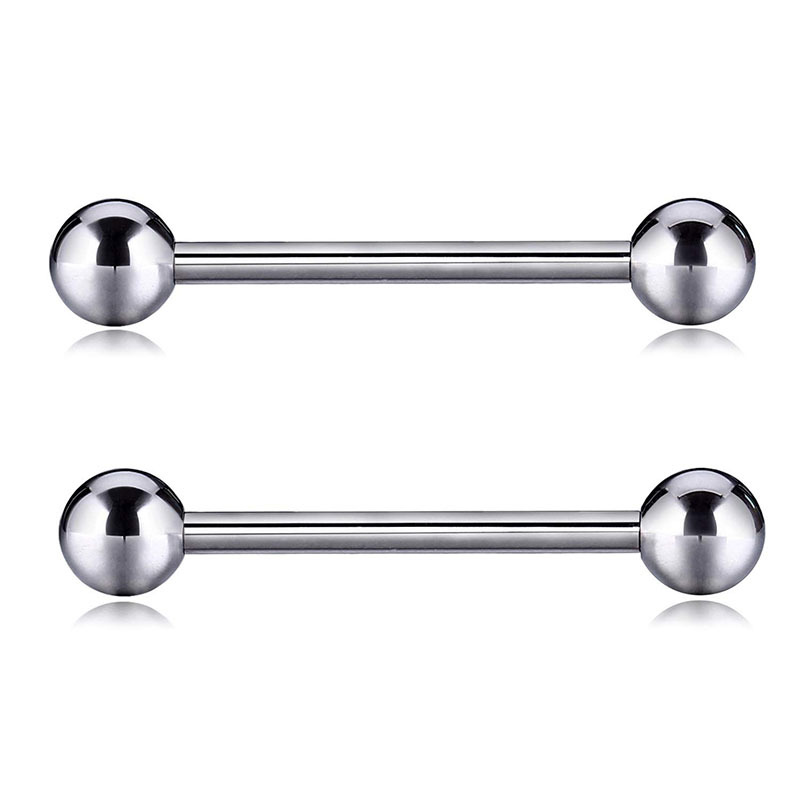 G23 titanium internal teeth double round ball straight bar tongue nail internal thread F136 titanium alloy barbell ear studs body piercing jewelry
