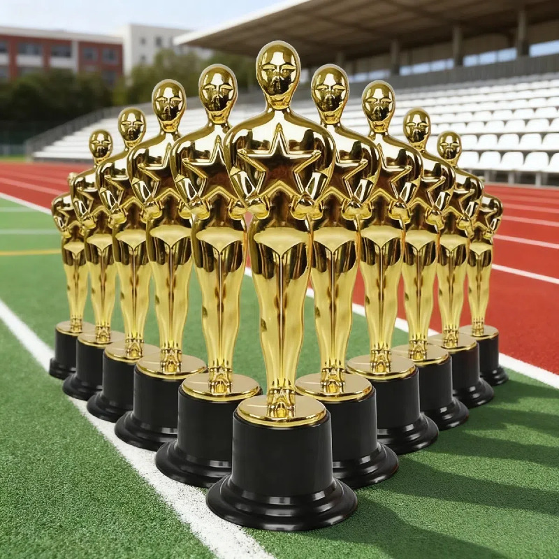 Oscar Small Trophy School Sports Meeting Training Plastic Trophy Award Kidsren's Toy Trophy Gold-Plated Plastic