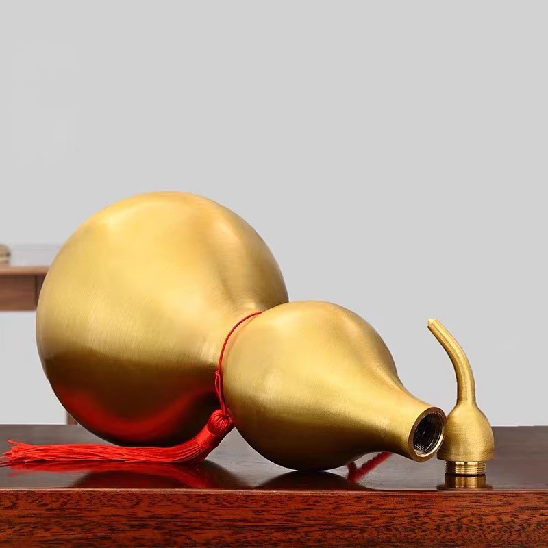 Copper gourd decoration large hollow open large gourd five Emperor money decoration copper gossip gourd crafts pendant