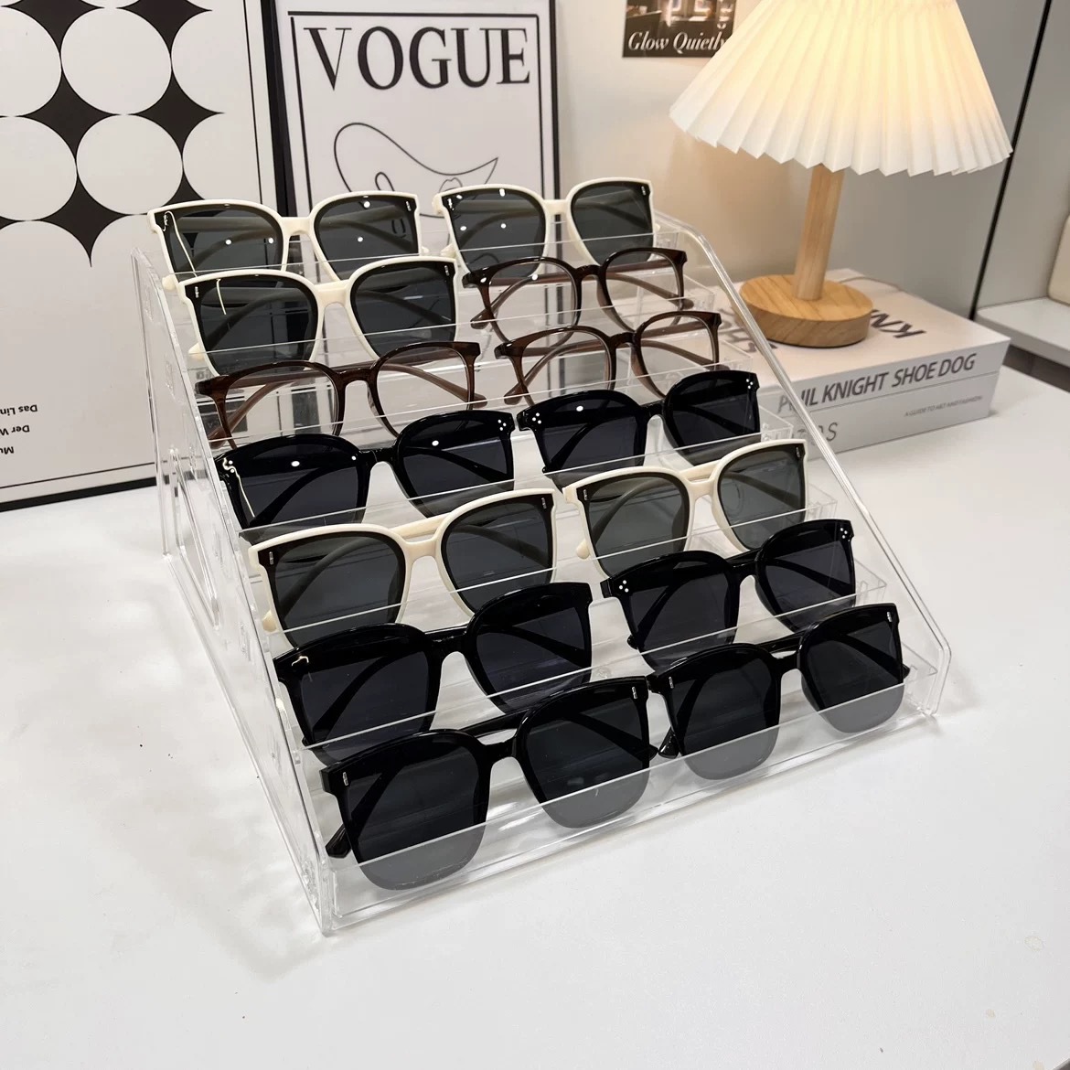 Коробка для хранения очков акриловая прозрачная настольная многоуровневая витрина для солнцезащитных очков
