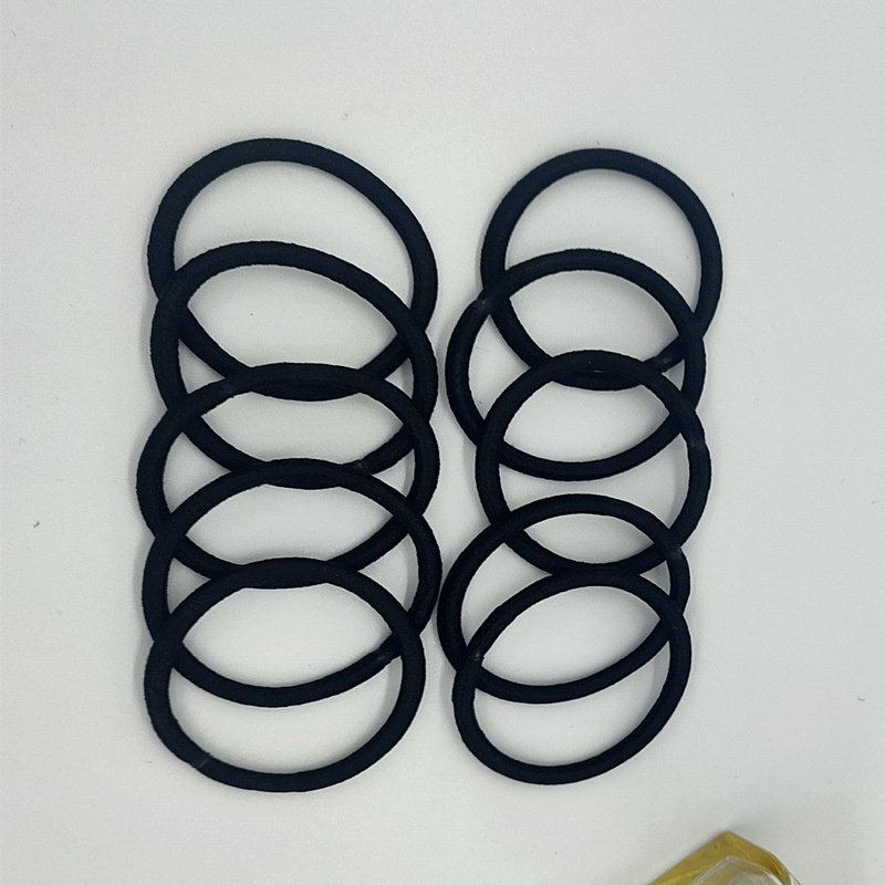 Cross-Border 4mm black seamless rubber band elastic headband base hair ring diy accessories factory direct headwear