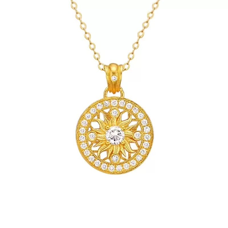 Shuibei 18K Gold Pendant Broken Gold Au750 Non-Molded Solid Compass Gourd Butterfly Necklace Live Broadcast Hot Wholesale